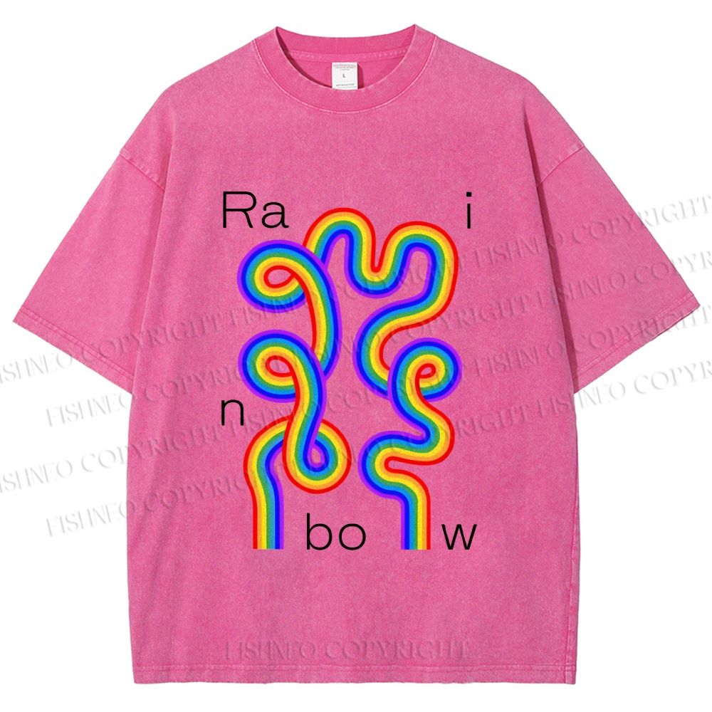 Unisex Pride Rainbow Printed Washed Tee