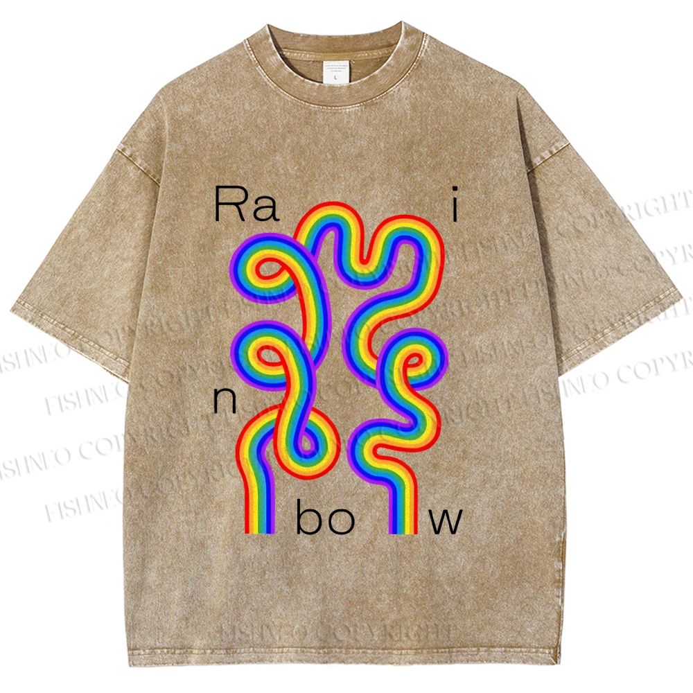Unisex Pride Rainbow Printed Washed Tee