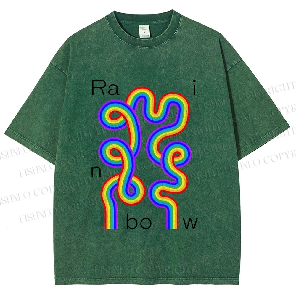 Unisex Pride Rainbow Printed Washed Tee