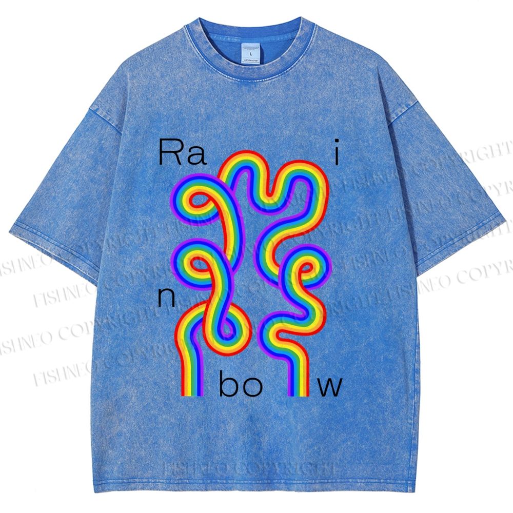 Unisex Pride Rainbow Printed Washed Tee