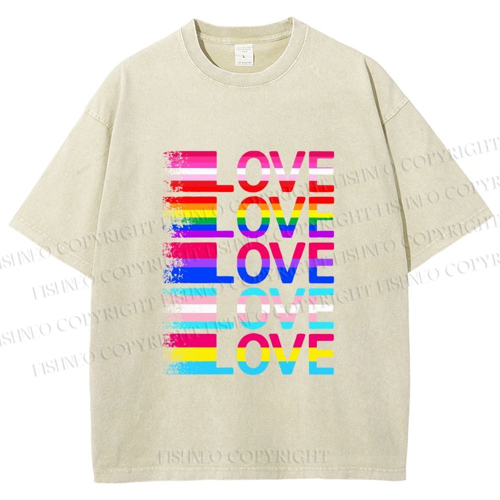 Unisex Pride Love Printed Washed Tee