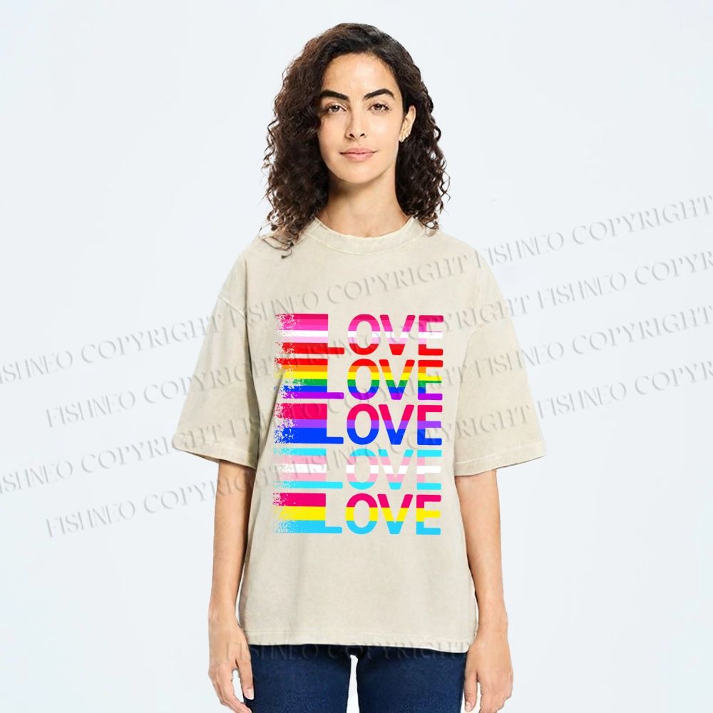 Unisex Pride Love Printed Washed Tee