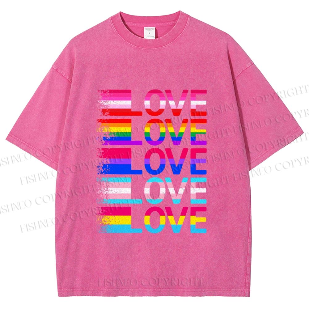Unisex Pride Love Printed Washed Tee