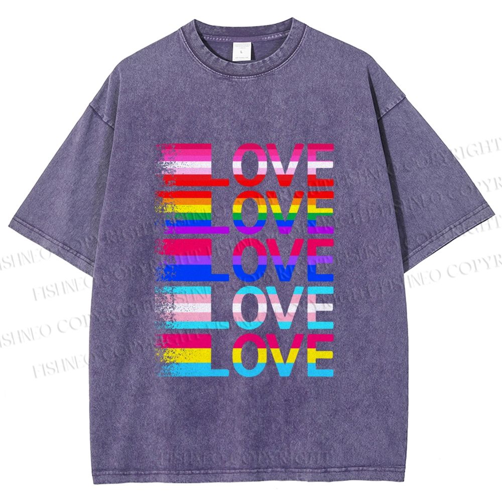 Unisex Pride Love Printed Washed Tee