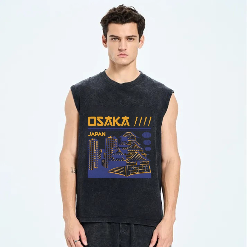 Osaka Japan Vintage Distressed Washed Tank Top