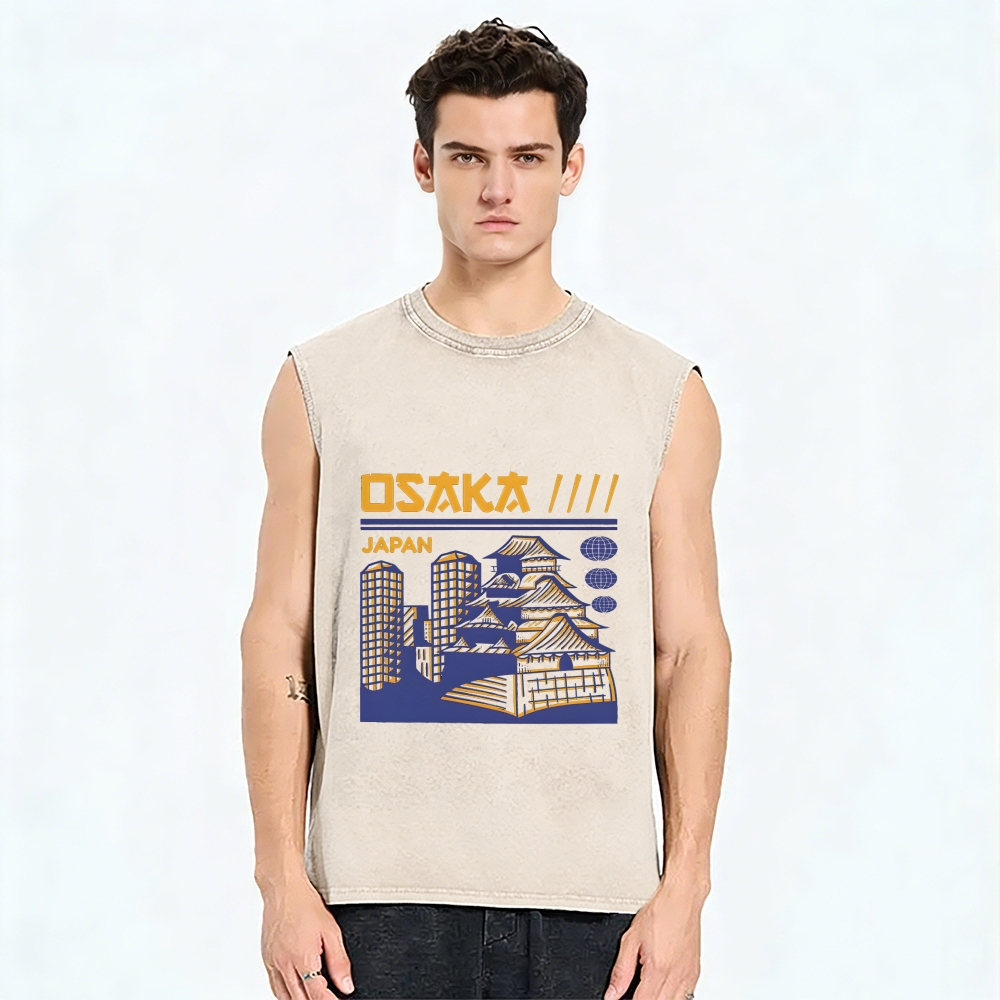Osaka Japan Vintage Distressed Washed Tank Top