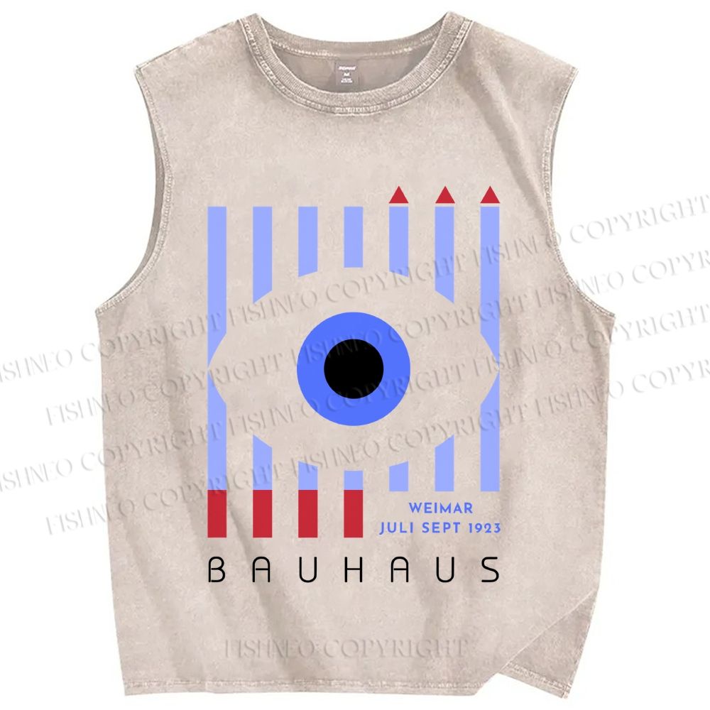 Unisex Bauhaus Eye Printed Washed Tank Top