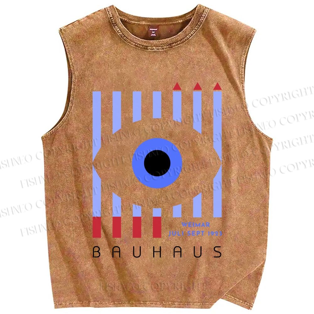Unisex Bauhaus Eye Printed Washed Tank Top