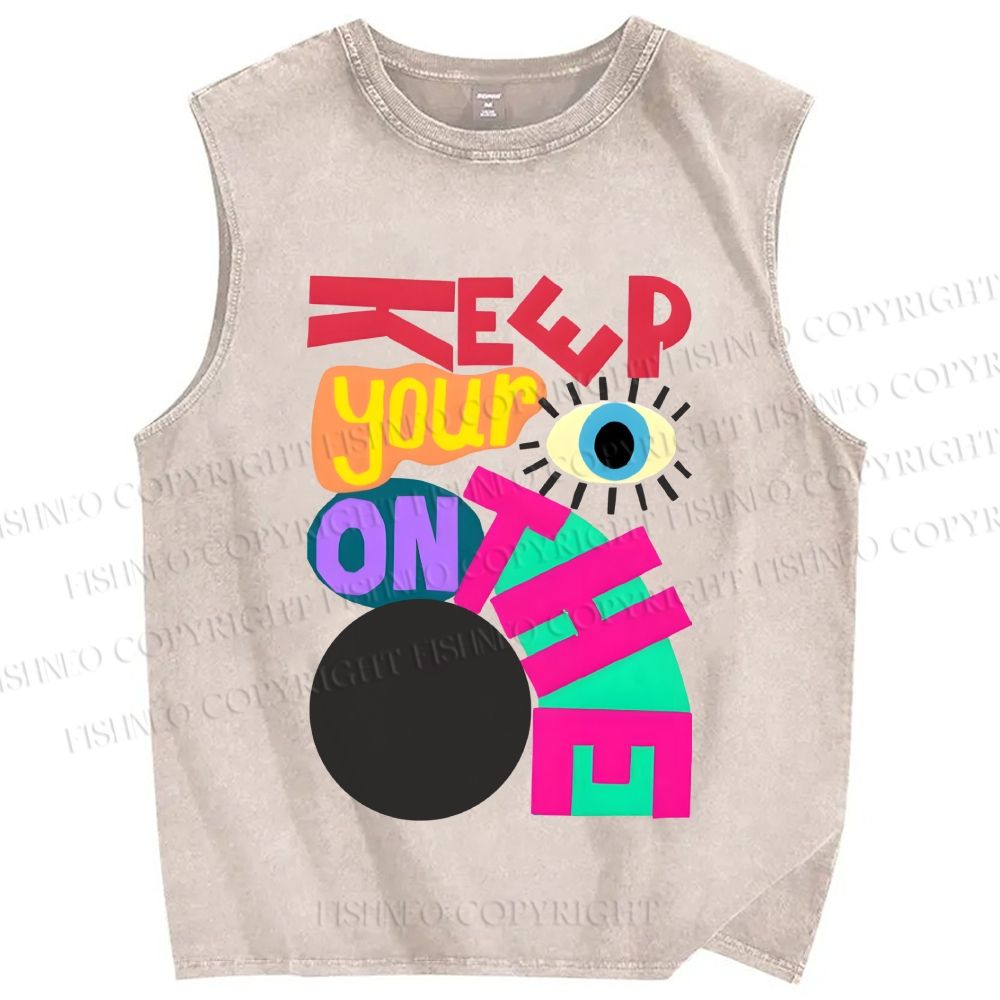 Unisex Bauhaus Keep Your Eyes on Printed Washed Tank Top