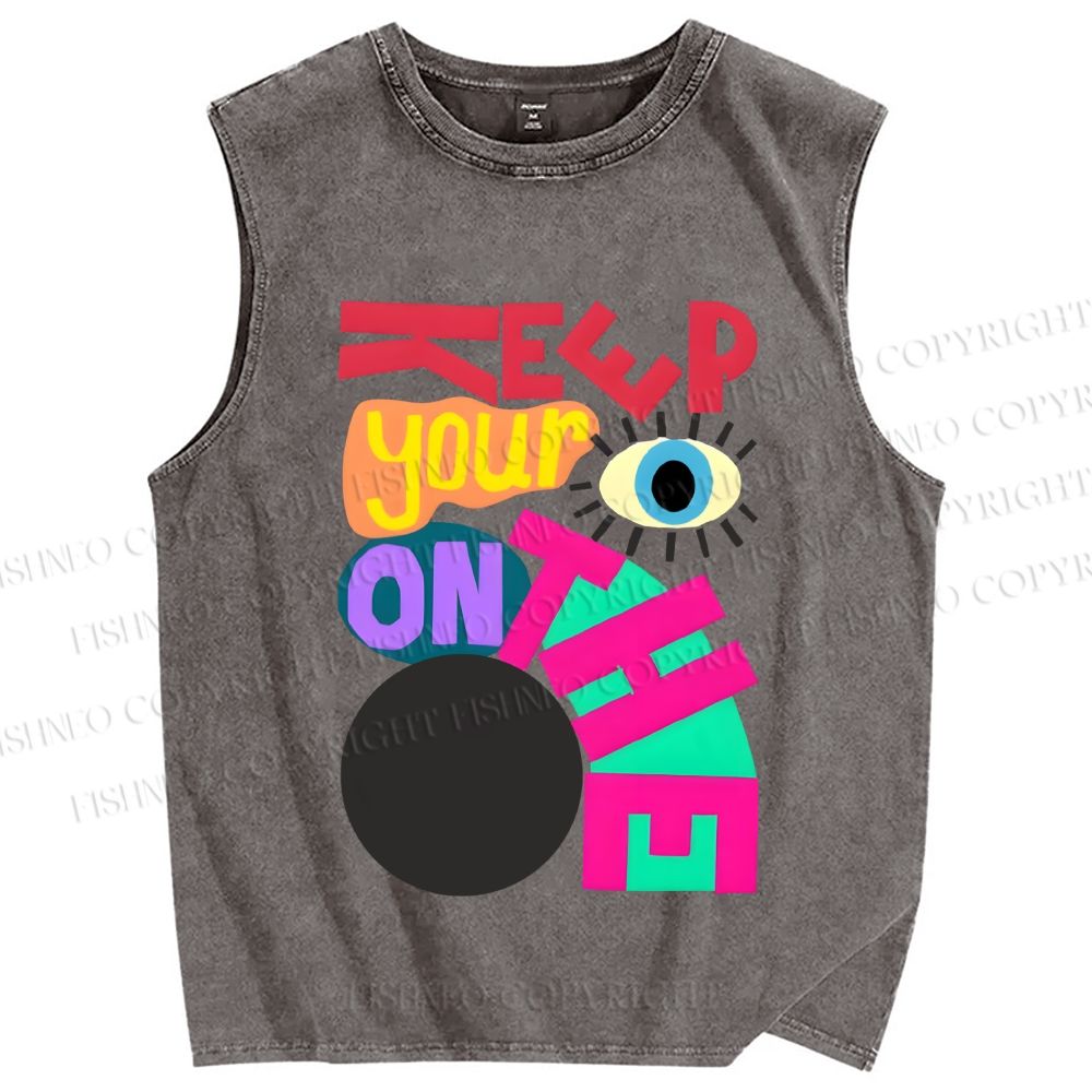 Unisex Bauhaus Keep Your Eyes on Printed Washed Tank Top