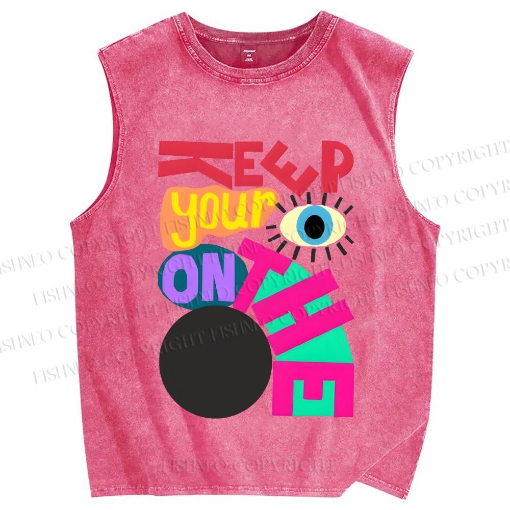 Unisex Bauhaus Keep Your Eyes on Printed Washed Tank Top