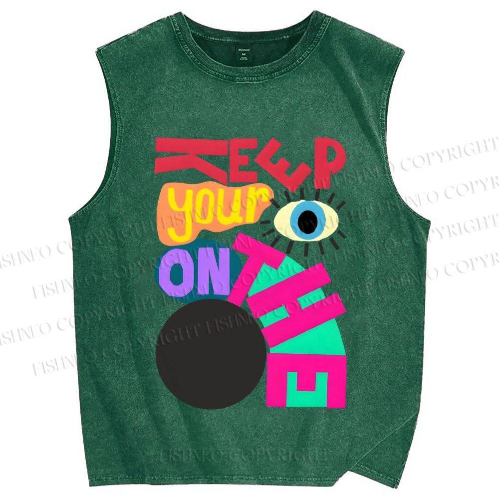 Unisex Bauhaus Keep Your Eyes on Printed Washed Tank Top