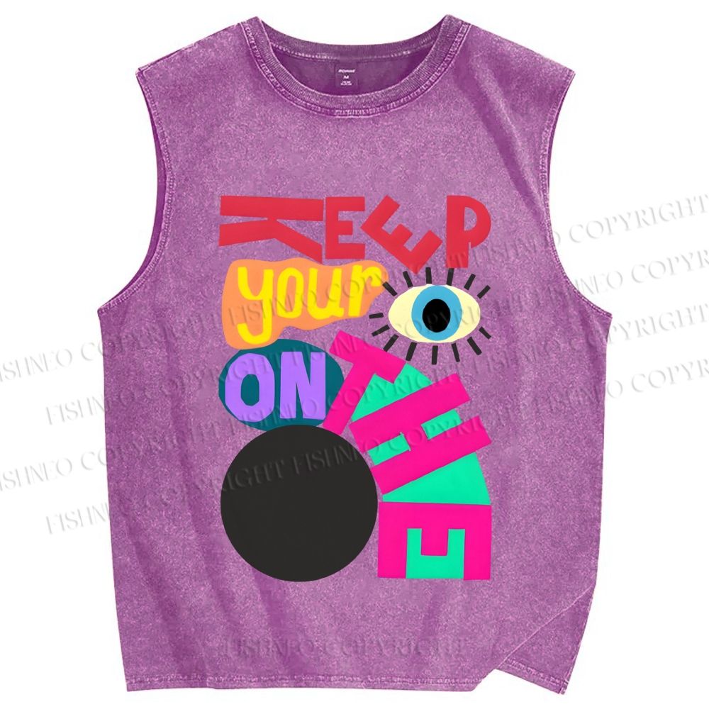 Unisex Bauhaus Keep Your Eyes on Printed Washed Tank Top