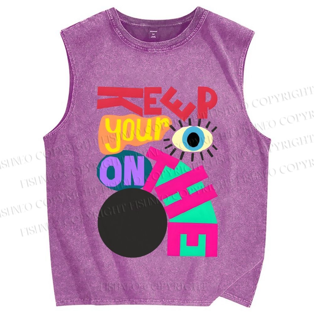 Unisex Bauhaus Keep Your Eyes on Printed Washed Tank Top