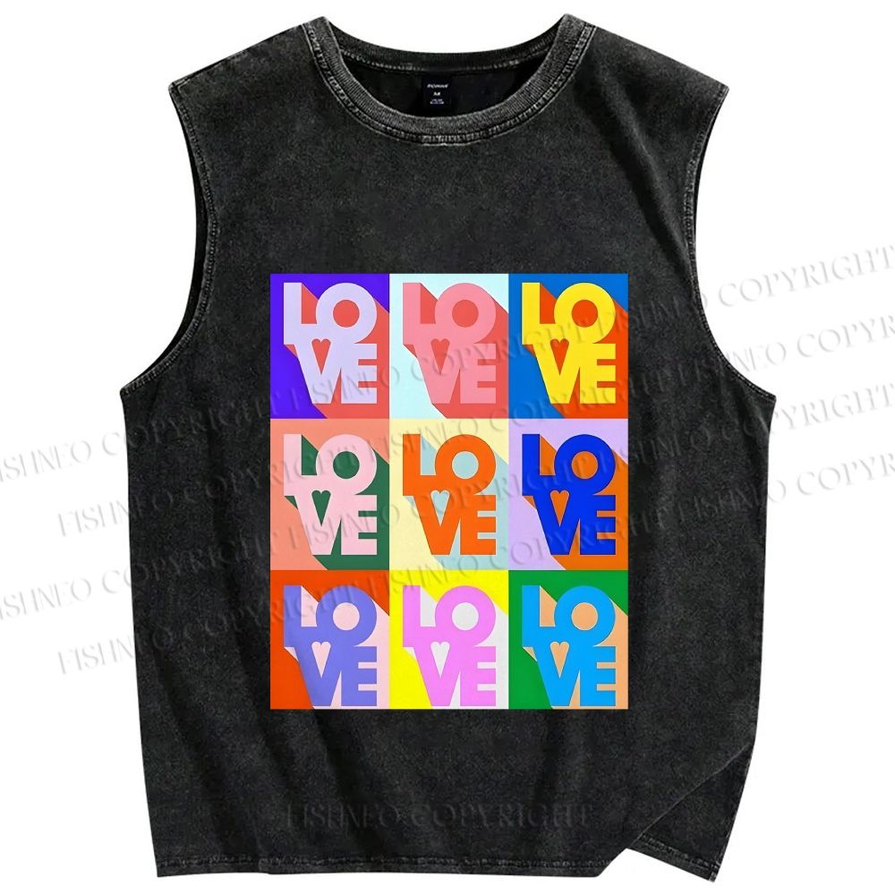 Unisex Pride Love Printed Washed Tank Top