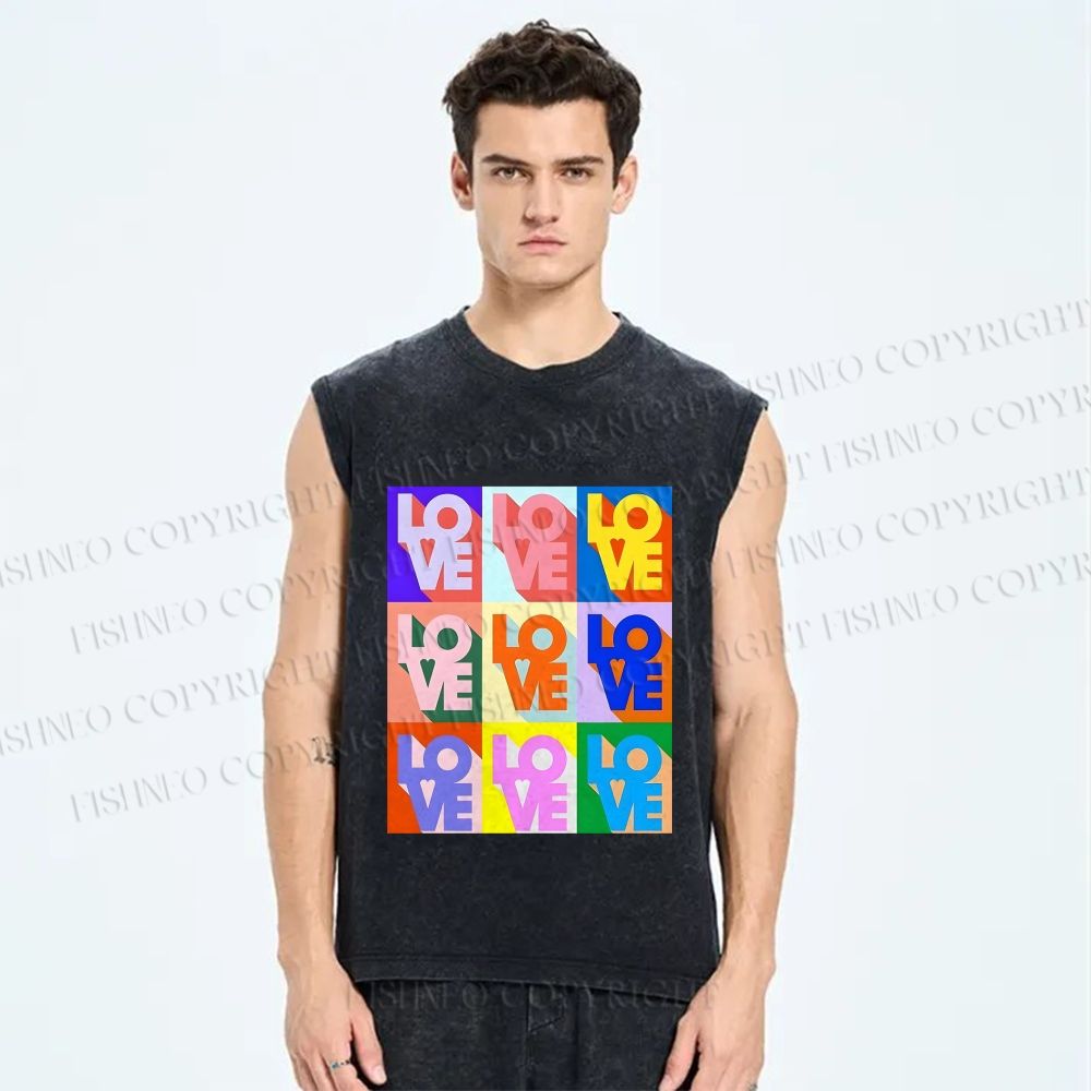 Unisex Pride Love Printed Washed Tank Top