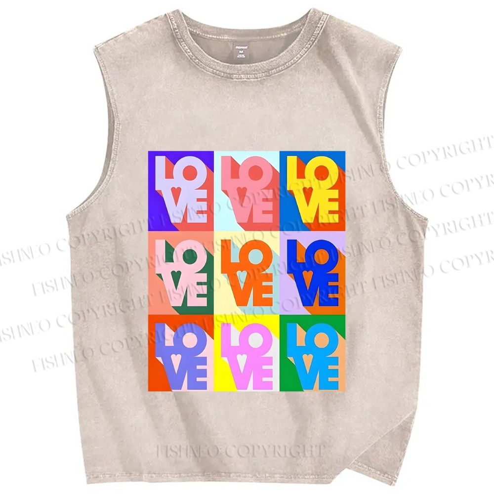 Unisex Pride Love Printed Washed Tank Top