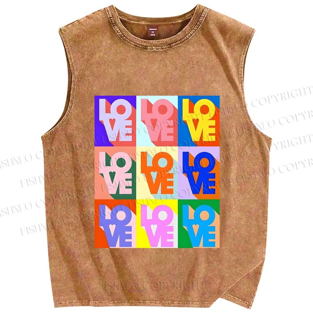 Unisex Pride Love Printed Washed Tank Top