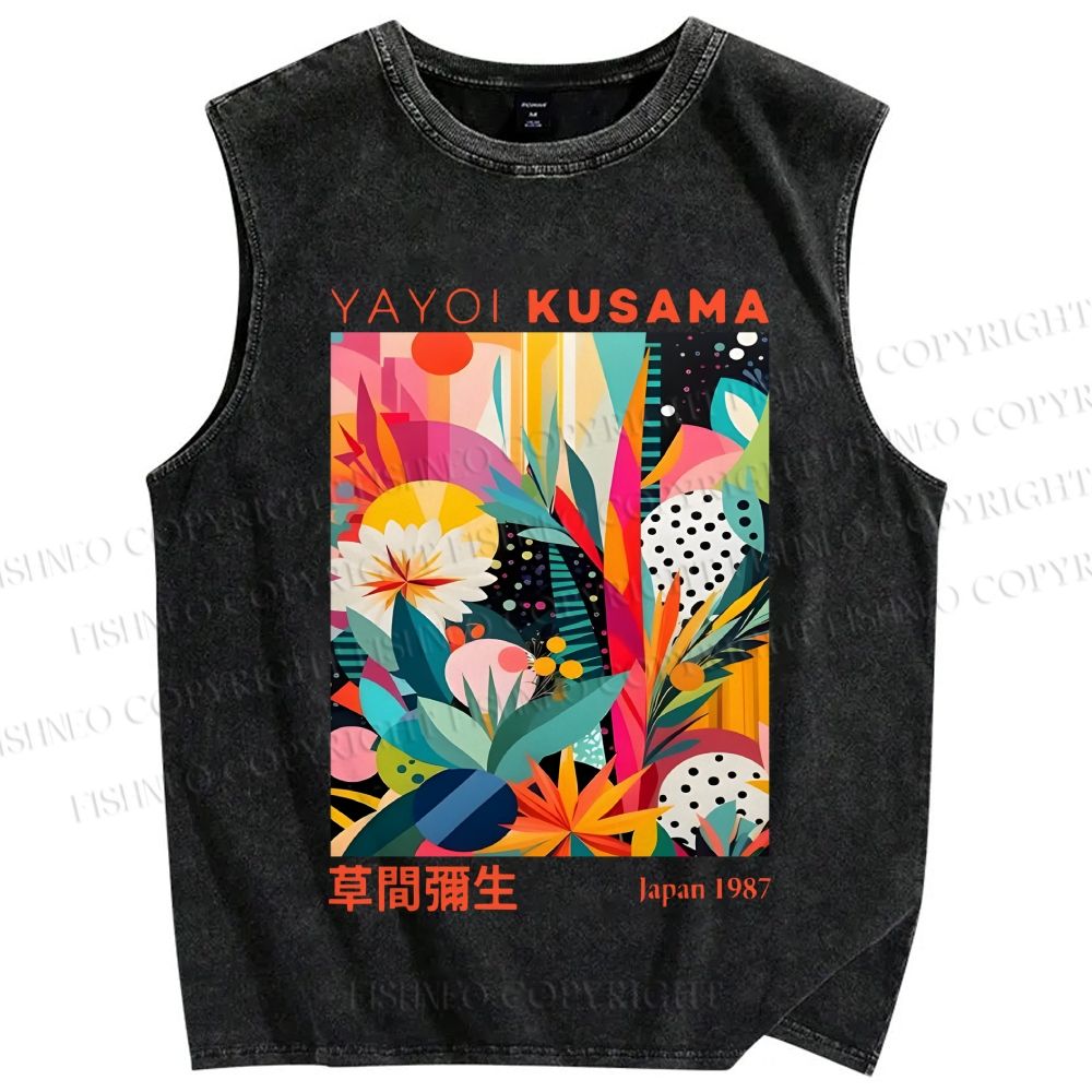 Unisex Yayoi Kusama Forest Printed Washed Tank Top
