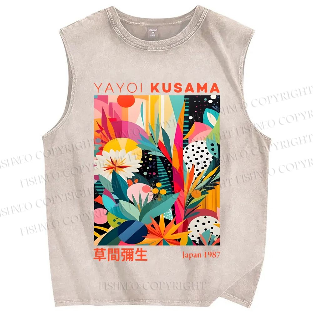 Unisex Yayoi Kusama Forest Printed Washed Tank Top