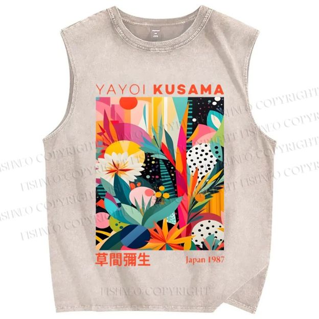 Unisex Yayoi Kusama Forest Printed Washed Tank Top