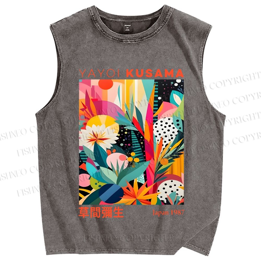 Unisex Yayoi Kusama Forest Printed Washed Tank Top
