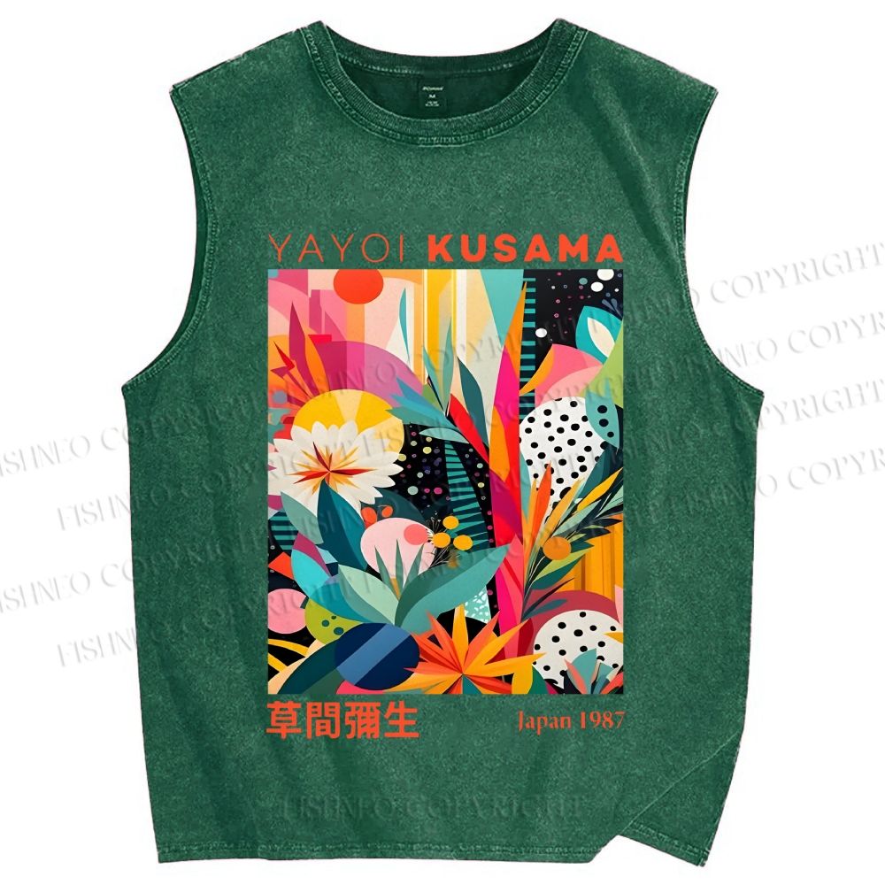 Unisex Yayoi Kusama Forest Printed Washed Tank Top