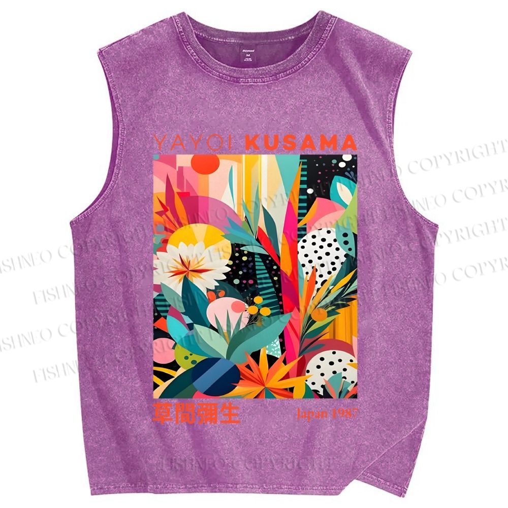 Unisex Yayoi Kusama Forest Printed Washed Tank Top