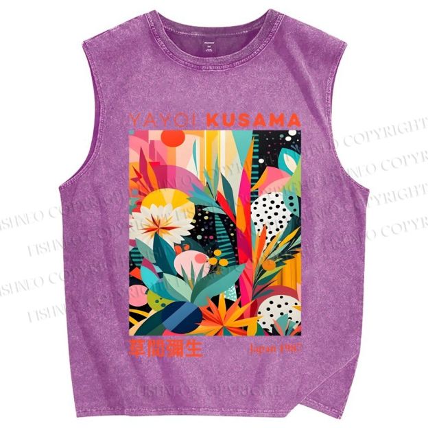 Unisex Yayoi Kusama Forest Printed Washed Tank Top