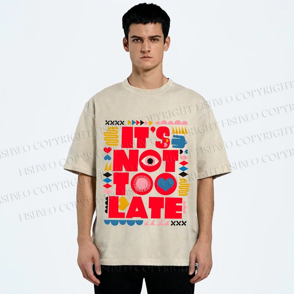 Unisex Bauhaus Eye Its Not Too Late Printed Washed Tee