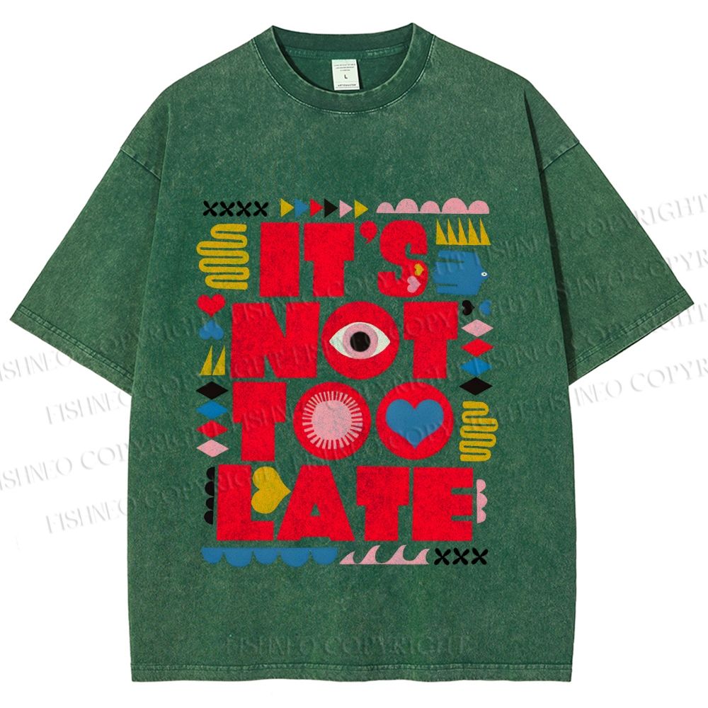 Unisex Bauhaus Eye Its Not Too Late Printed Washed Tee