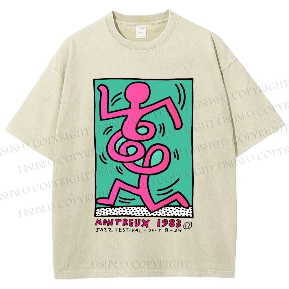 Unisex Keith Haring Montreux Festival Printed Washed Tee