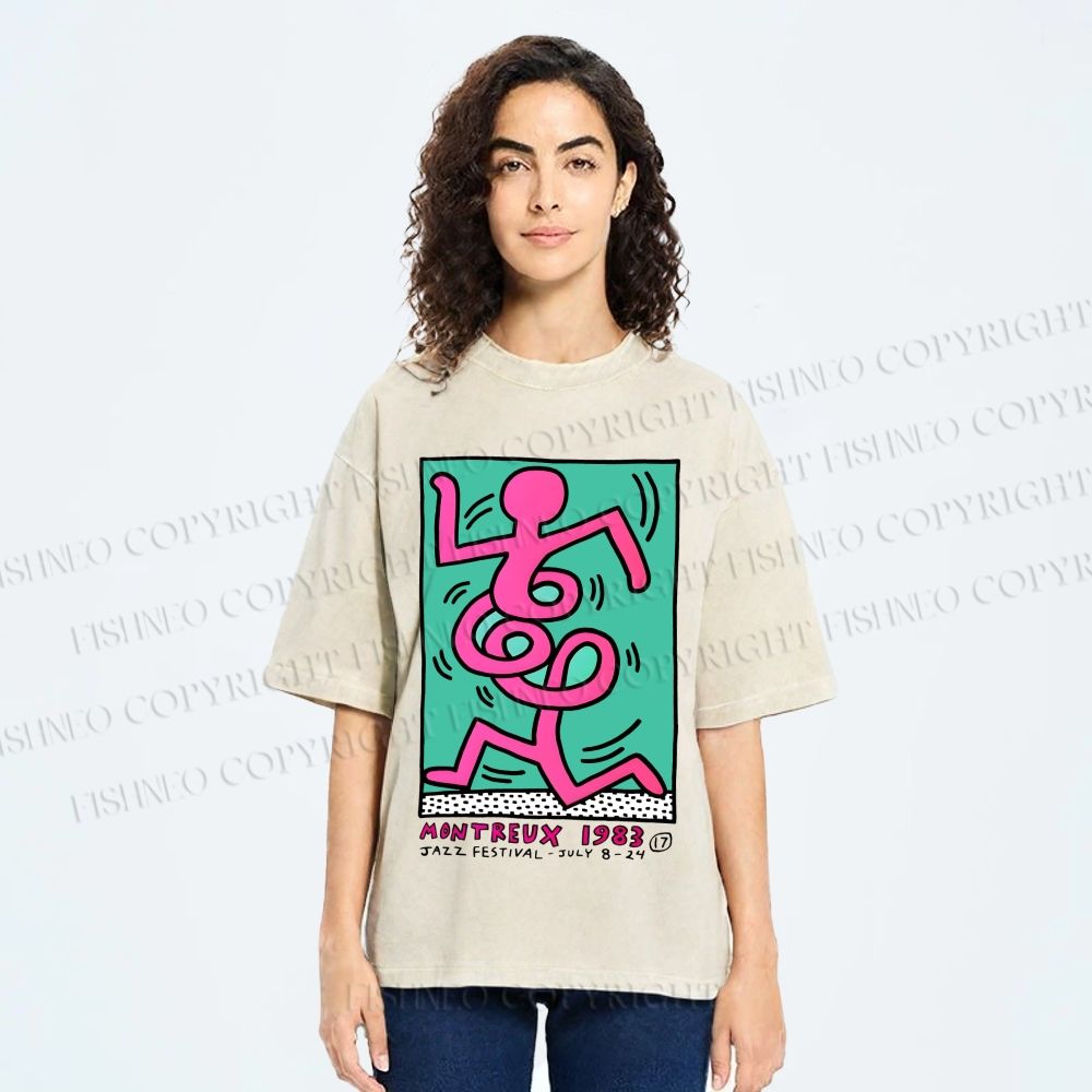 Unisex Keith Haring Montreux Festival Printed Washed Tee