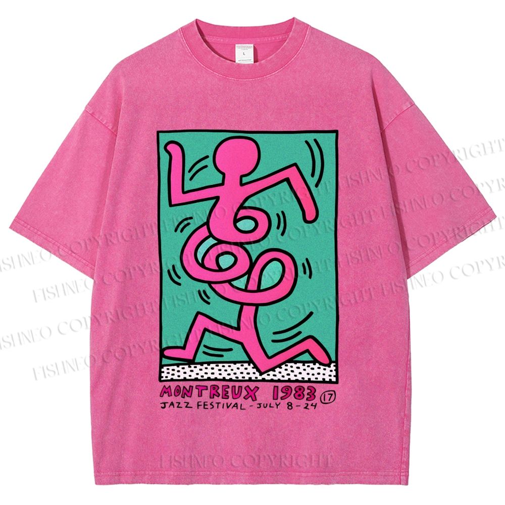 Unisex Keith Haring Montreux Festival Printed Washed Tee