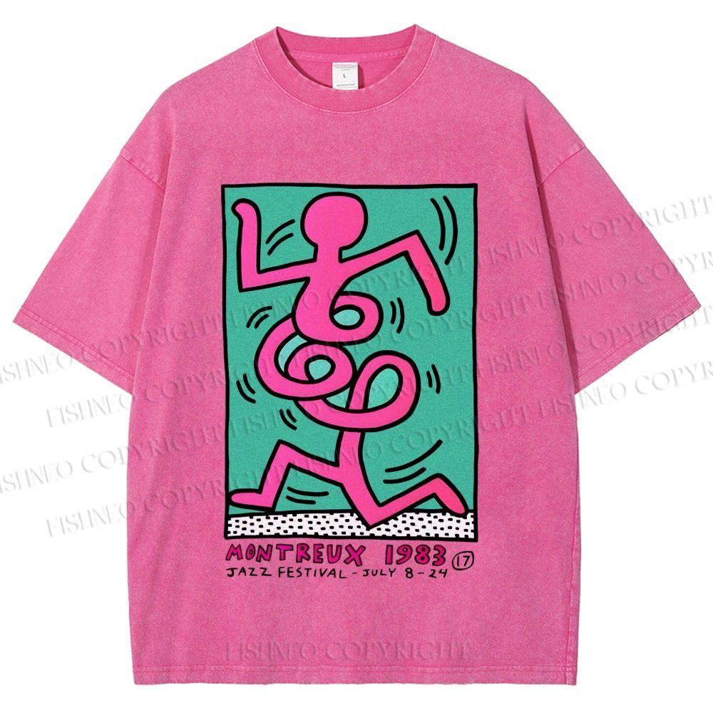 Unisex Keith Haring Montreux Festival Printed Washed Tee