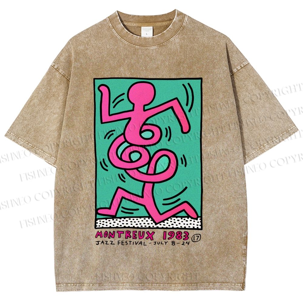 Unisex Keith Haring Montreux Festival Printed Washed Tee
