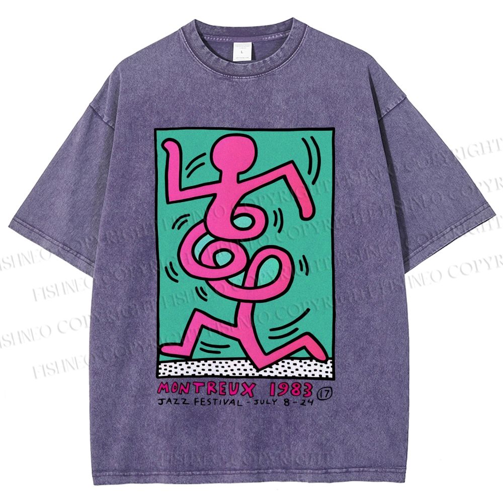 Unisex Keith Haring Montreux Festival Printed Washed Tee