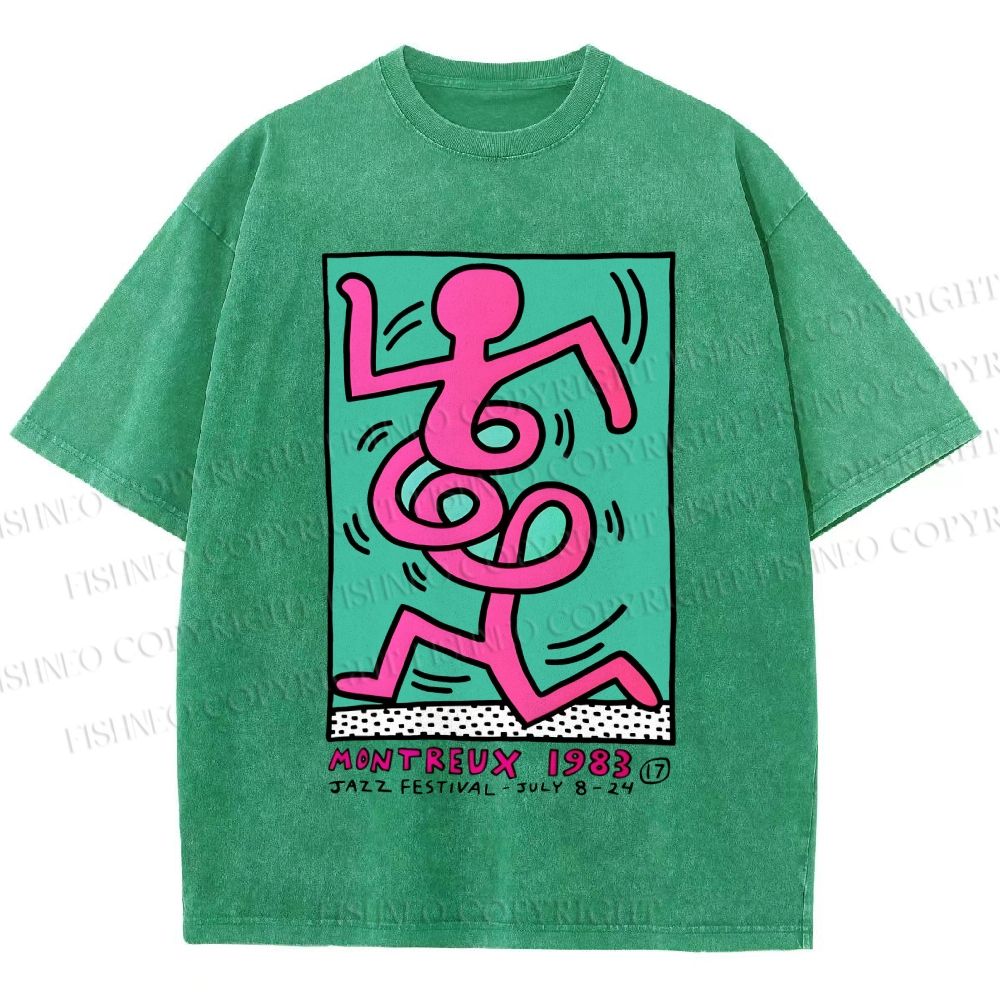 Unisex Keith Haring Montreux Festival Printed Washed Tee