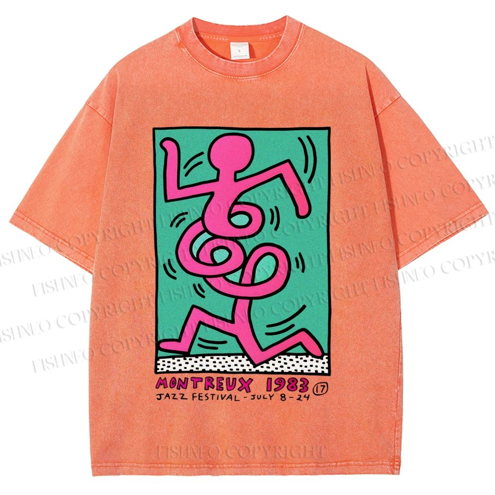 Unisex Keith Haring Montreux Festival Printed Washed Tee