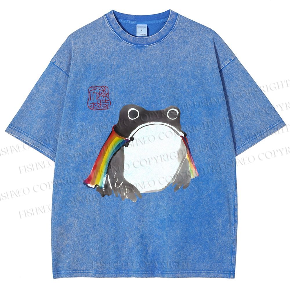 Unisex Pride Frog Cheerful Vibe Printed Washed Tee