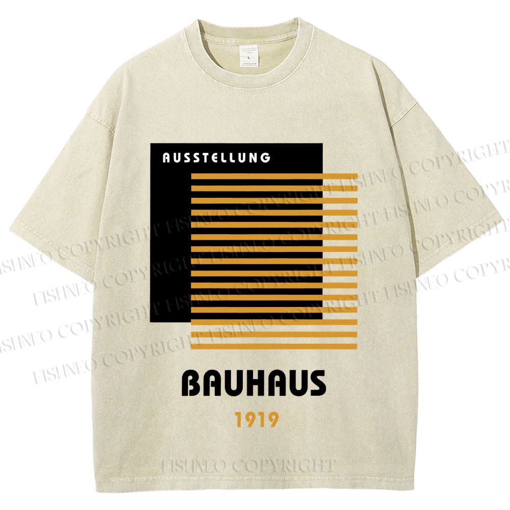 Unisex Bauhaus Geometric Art Printed Washed Tee
