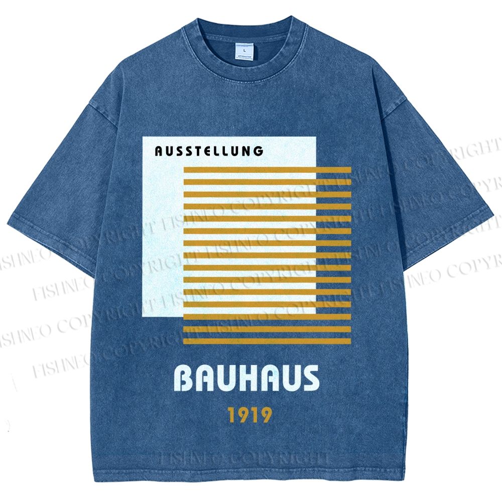 Unisex Bauhaus Geometric Art Printed Washed Tee