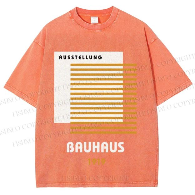 Unisex Bauhaus Geometric Art Printed Washed Tee