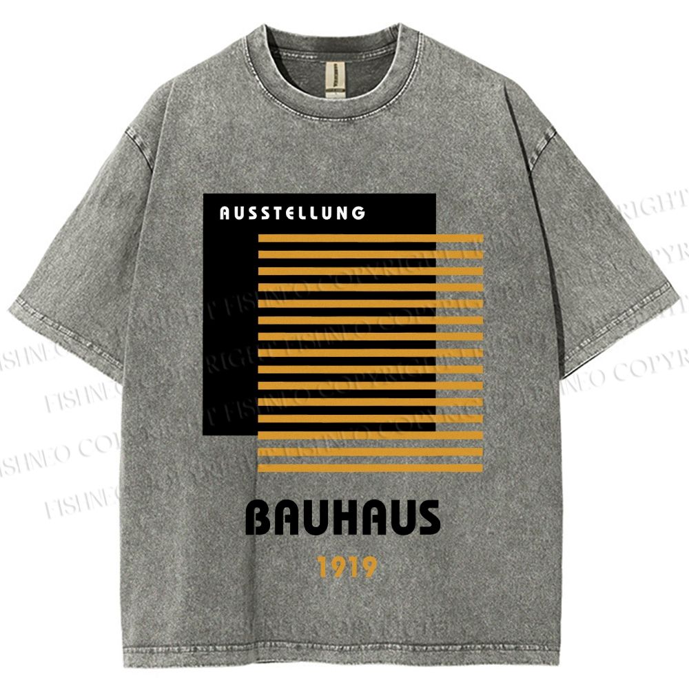 Unisex Bauhaus Geometric Art Printed Washed Tee