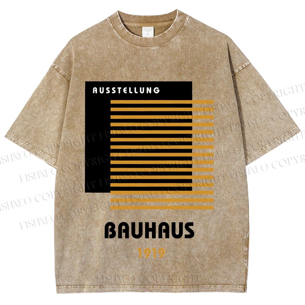 Unisex Bauhaus Geometric Art Printed Washed Tee