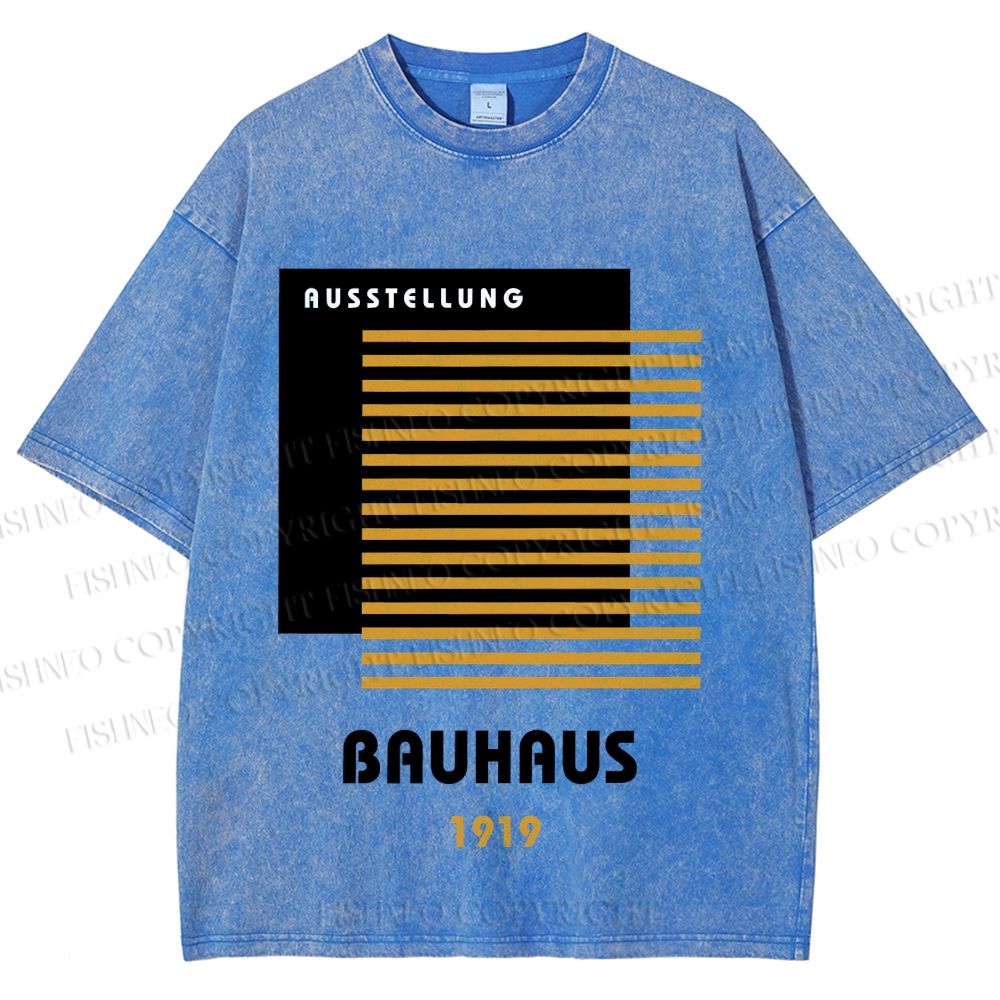 Unisex Bauhaus Geometric Art Printed Washed Tee