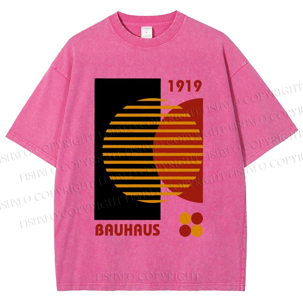 Unisex Bauhaus Geometric Art Printed Washed Tee