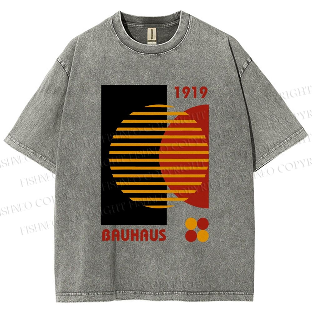 Unisex Bauhaus Geometric Art Printed Washed Tee