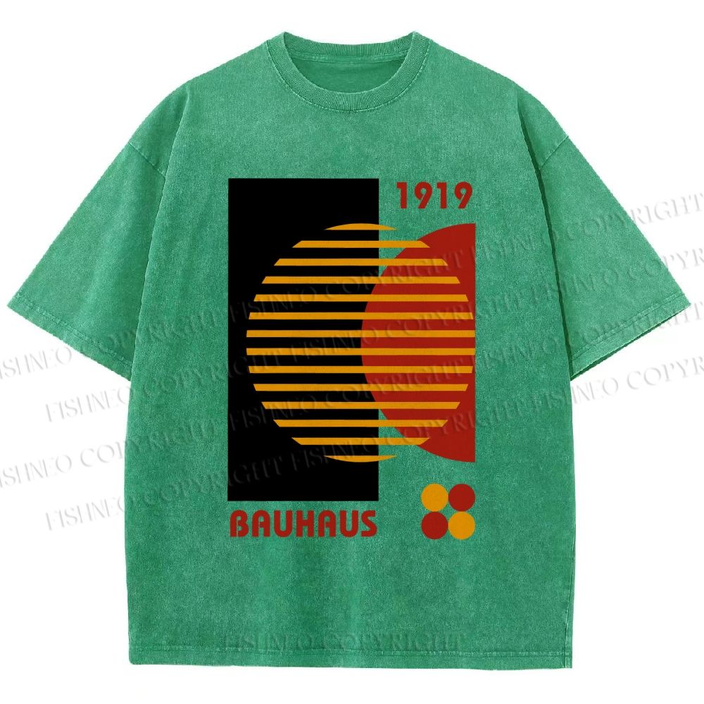 Unisex Bauhaus Geometric Art Printed Washed Tee