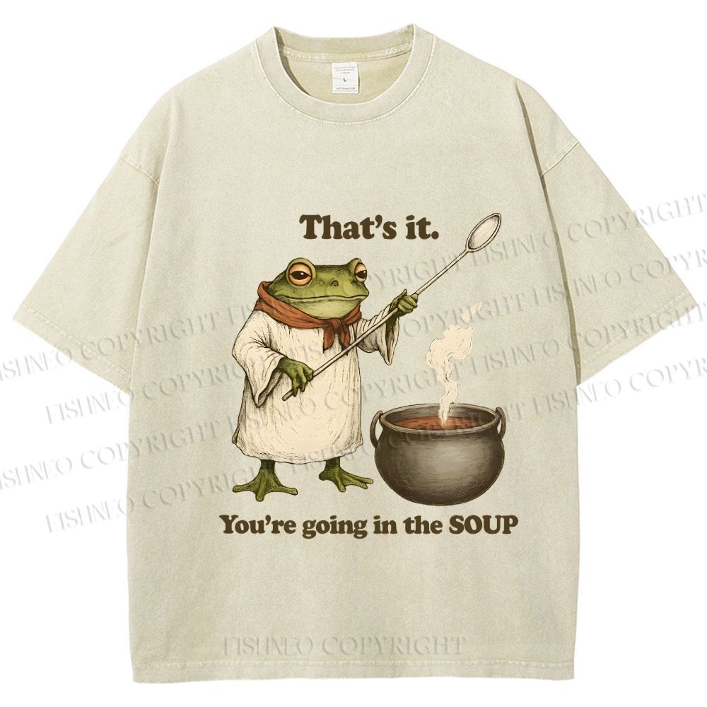 Unisex Funny Frog Printed Washed Tee